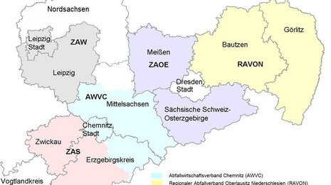 Abfallverbände in Sachsen (Stand Januar 2014) Bild zeigt Abfallverbände Sachsen im Ausschnitt